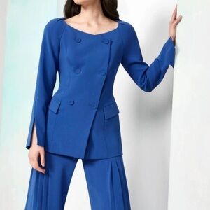$725 PER SE by CARLISLE HYACINTH Blue Double Breasted Luxury Jacket Blazer 8